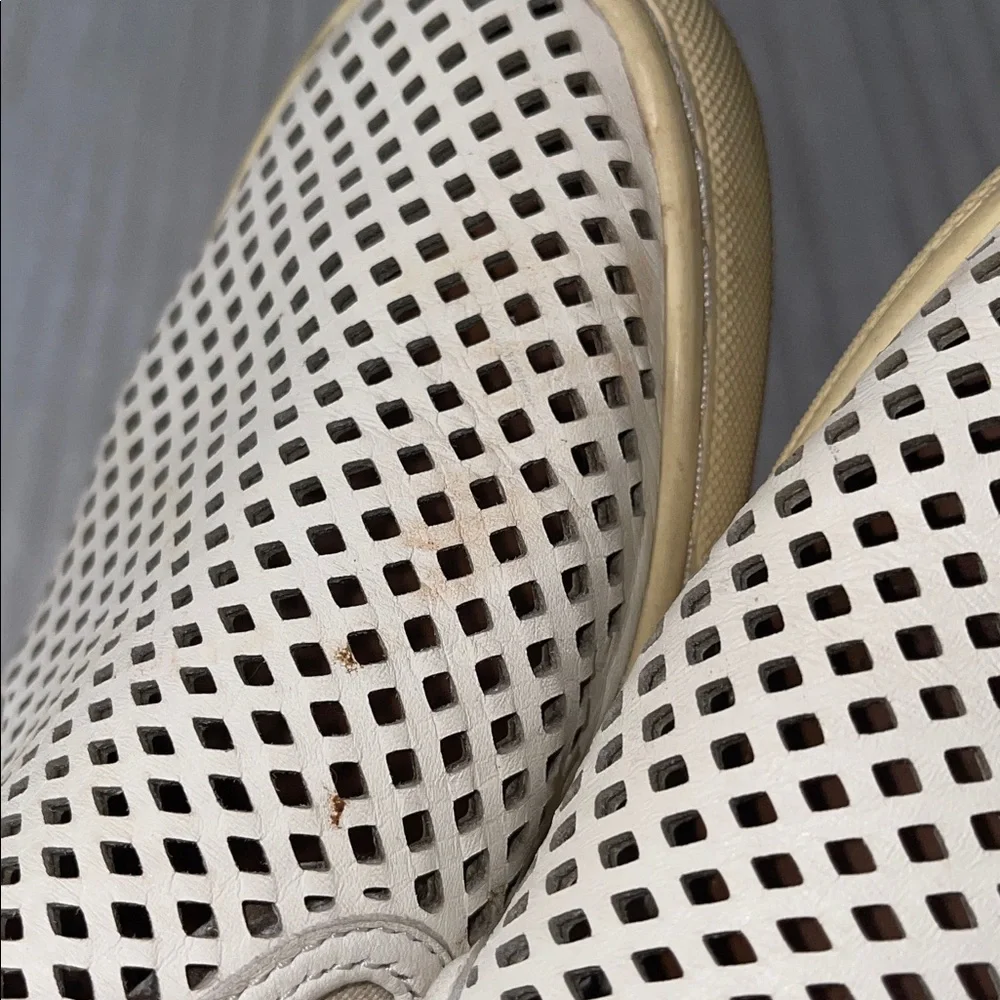 Tory Burch White Perforated Slip-Ons | Size 7.5 Women